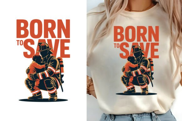 Born to Save Firefighter T-Shirt Design Graphics and T-Shirt Designs