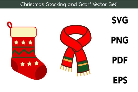 Christmas Stocking Scarf Vector Set Graphics and Illustrations Review