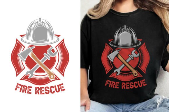 Fire Rescue Firefighter Shield T-Shirt Graphics and T-Shirt Designs