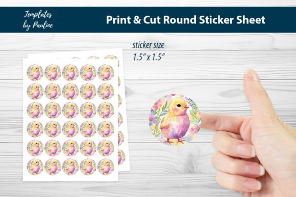 Floral Easter Chick Round Sticker Sheet Graphics and Print Templates Review