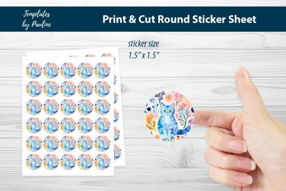 Flower Spring Cat Round Sticker Sheet Graphics and Print Templates Review