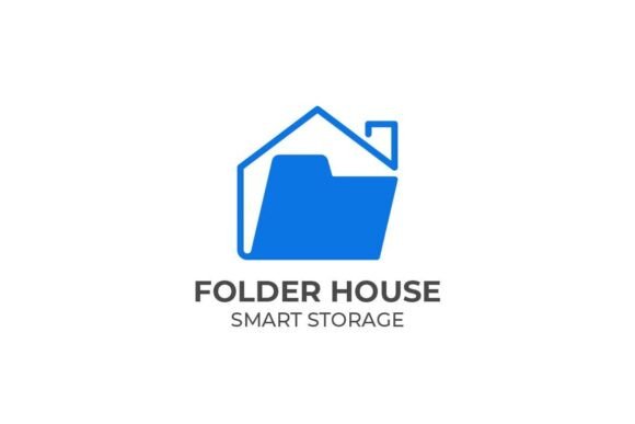 Folder House Smart Storage Logo: A Modern Graphic for Editorial and Web Design