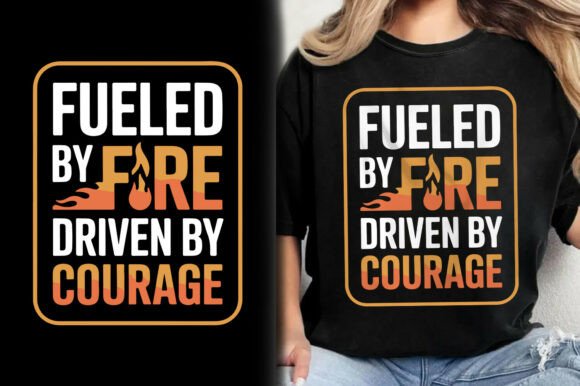 Fueled Fire Driven Courage Fireman Shirt Graphics and T-Shirt Designs