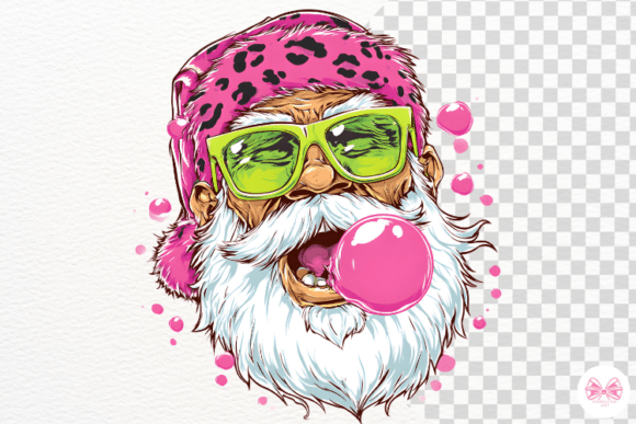 Funny Pink Santa Face Png Graphics for Crafts