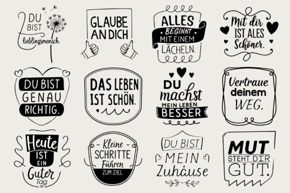 German Positive Sayings SVG Plotter Graphics and Print Templates Review
