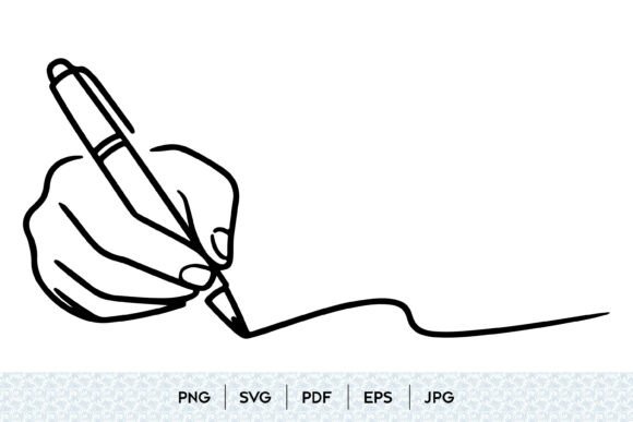 Hand Holding Pen Continuous Line Art for Local Business Branding