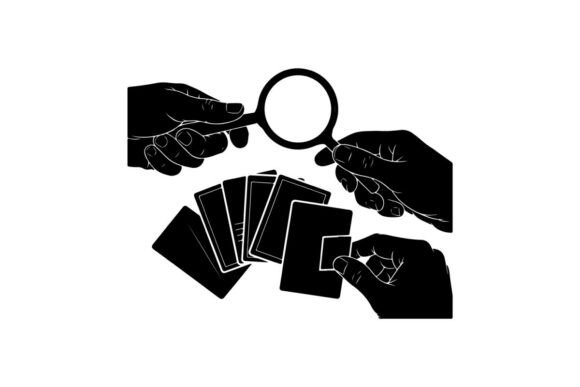 Hand Inspecting Business Cards with Magn Graphics and Illustrations