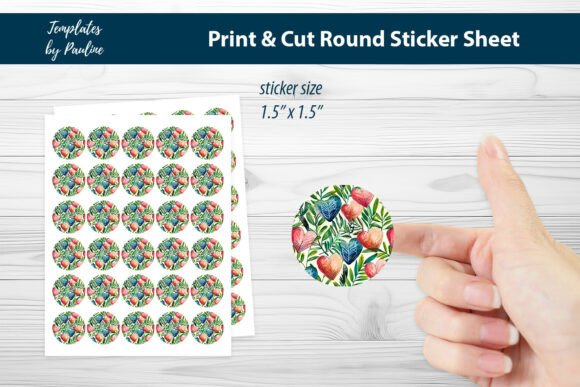 Love Letter Heart Round Sticker Sheet Graphics and Print Templates