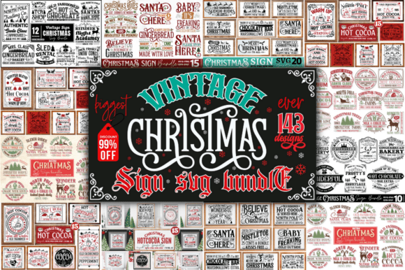 Mega Vintage Christmas Sign SVG Bundle Review