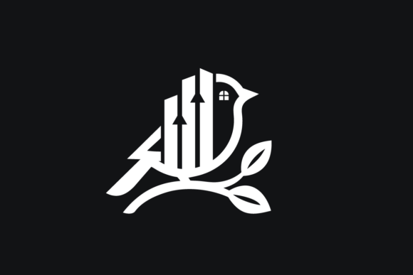 Minimal Architectural Bird Logo – A Modern Graphic Design Asset for Content Creators