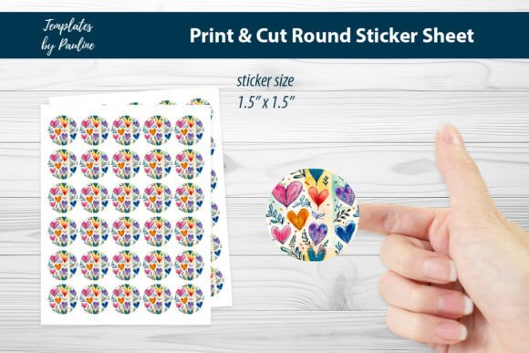 Party Favor Heart Round Sticker Sheet: Graphics & Print Templates Review