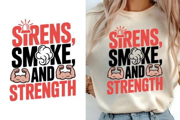 Sirens Smoke and Strength Fireman Shirt Graphics and T-Shirt Designs