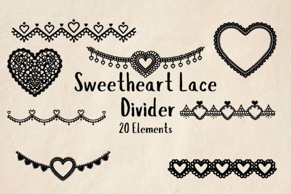 Sweetheart Lace Dividers: A Versatile Graphic Design Asset for Crafts and Graphics