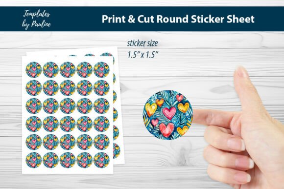Teacher Heart Round Sticker Sheet Graphics and Print Templates Review