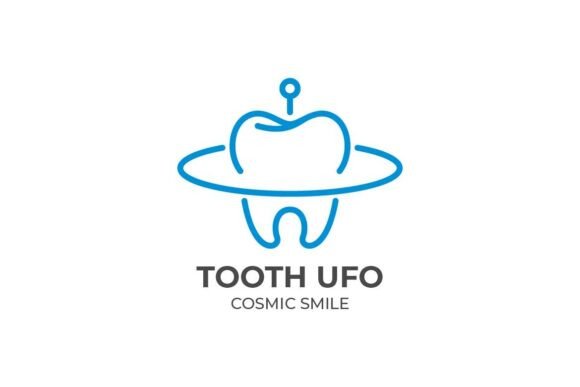 Tooth UFO Monoline Logo: A Futuristic Graphic for Creative Sellers