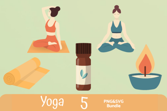 Yoga Wellness Clipart: A Graphic Design Asset for Creative Publishing